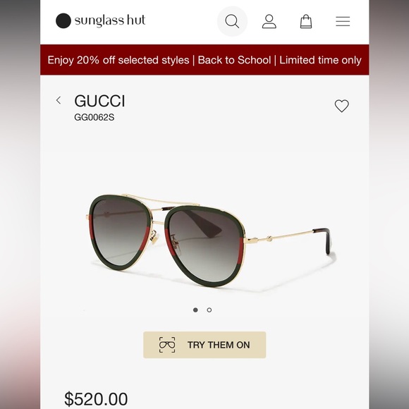 Gucci Aviator Metal Sunglasses - Picture 2 of 8